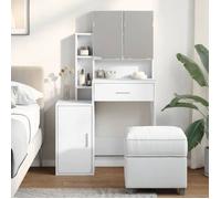 vidaXL Coiffeuse avec armoire, table de maquillage 80x35x132 cm Blanc