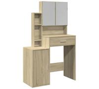 vidaXL Coiffeuse avec Armoire chêne Sonoma 80x35x132 cm, Table de Maquillage, Coiffeuse de Chambre à Coucher, Coiffeuse avec Miroir