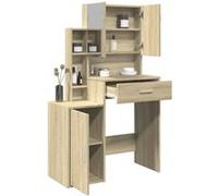 vidaXL Coiffeuse avec Armoire chêne Sonoma 80x35x132 cm, Table de Maquillage, Coiffeuse de Chambre à Coucher, Coiffeuse avec Miroir