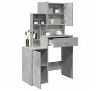 Coiffeuse avec armoire gris béton 80x35x132 cm, table de maquillage, coiffeuse de chambre à coucher, coiffeuse avec 848237