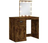 vidaXL Coiffeuse avec lampes LED chêne fumé 90x42x132,5 cm