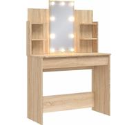 vidaXL Coiffeuse avec lampes LED Chêne Sonoma 96x40x142 cm