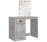 vidaXL Coiffeuse avec lampes LED gris béton 90x42x132,5 cm