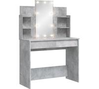 vidaXL Coiffeuse avec lampes LED gris béton 96x40x142 cm