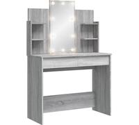 vidaXL Coiffeuse avec lampes LED Gris Sonoma 96x40x142 cm