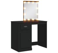 vidaXL Coiffeuse avec lampes LED noir 90x42x132,5 cm
