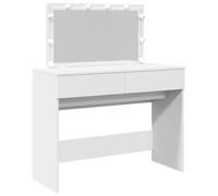 Coiffeuse - 100x40x120 cm - LED blanc - 2 tiroirs - Miroir inclus