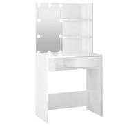 vidaXL Coiffeuse avec LED Blanc brillant 74,5x40x141 cm