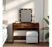 vidaXL Coiffeuse avec LED chêne fumé 100x40x130 cm, table de maquillage, coiffeuse de chambre à coucher, coiffeuse avec 848196 Marron G