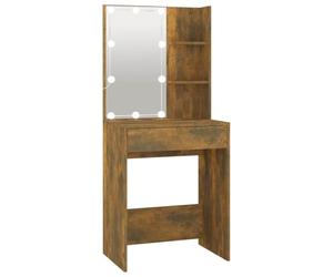 vidaXL Coiffeuse avec LED Chêne fumé 60x40x140 cm