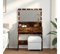 vidaXL Coiffeuse avec LED chêne fumé 80x41x134,5 cm, table de maquillage, coiffeuse de chambre à coucher, coiffeuse avec miroir, bureau de maquillage Marron