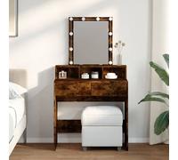 Vidaxl Coiffeuse Avec Led Chêne Fumé 80x41x144,5 Cm Multicolore
