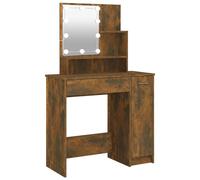 vidaXL Coiffeuse avec LED Table Cosmétique Meuble de Rangement Coiffeuse avec Miroir Meuble de Chambre à Coucher Intérieur 820484