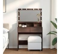 Coiffeuse avec LED chêne marron 80x41x134,5 cm, table de maquillage, coiffeuse de chambre à coucher, coiffeuse avec miroir