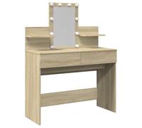vidaXL Coiffeuse Table de maquillage chêne Sonoma 100x40x130 cm avec LED et miroir