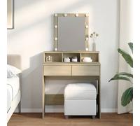 Vidaxl Coiffeuse Avec Led Chêne Sonoma 80x41x144,5 Cm Multicolore