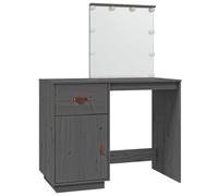 vidaXL Coiffeuse avec LED Gris 95x50x133,5 cm Bois de pin massif