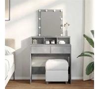 vidaXL Coiffeuse 848181 – table de maquillage avec LED, gris béton, 80×41×144,5 cm