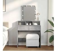 vidaXL Coiffeuse avec LED gris béton 80x41x144,5 cm, table de maquillage, coiffeuse de chambre à coucher, coiffeuse avec 848181