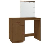 vidaXL Coiffeuse avec LED Marron miel 95x50x133,5cm Bois de pin massif