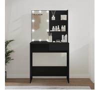 vidaXL Coiffeuse avec LED noir 74,5x40x141 cm, table de maquillage, table à bijoux, coiffeuse avec miroir, coiffeuse de 808802