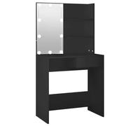 vidaXL Coiffeuse avec LED noir 74,5x40x141 cm, table de maquillage, table à bijoux, coiffeuse avec miroir, coiffeuse de 808802