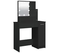 vidaXL Coiffeuse avec LED – design asymétrique, 1 tiroir, noir 86,5x35x136 cm