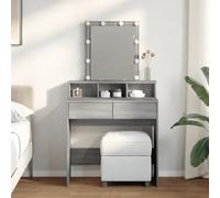 Coiffeuse avec LED sonoma gris 80x41x144,5 cm, table de maquillage, coiffeuse de chambre à coucher, coiffeuse avec miroir, bureau de maquillage