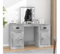 Vidaxl Coiffeuse Avec Led Gris Béton 130x50x132,5 Cm Multicolore