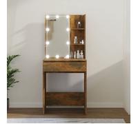 vidaXL Coiffeuse avec LED Table Cosmétique Meuble de Rangement Coiffeuse avec Miroir Meuble de Chambre à Coucher Intérieur 820442