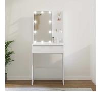 vidaXL Coiffeuse avec LED Table Cosmétique Meuble de Rangement Coiffeuse avec Miroir Meuble de Chambre à Coucher Intérieur 808828