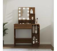 vidaXL Coiffeuse 820486 avec LED et miroir Chêne marron 86,5 x 35 x 136 cm USB