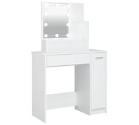vidaXL Coiffeuse avec LED Table Cosmétique Meuble de Rangement Coiffeuse avec Miroir Meuble de Chambre à Coucher Intérieur Blanc 86,5x35x136 cm