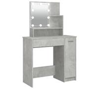 vidaXL Coiffeuse avec LED Table Cosmétique Meuble de Rangement Coiffeuse avec Miroir Meuble de Chambre à Coucher Intérieur Gris Béton 86,5x35x136 cm