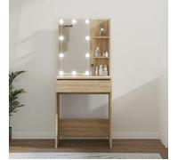 vidaXL Coiffeuse avec LED Table Cosmétique Meuble de Rangement Coiffeuse avec Miroir Meuble de Chambre à Coucher Intérieur 808831