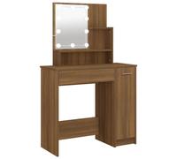 vidaXL Coiffeuse avec LED Table Cosmétique Meuble de Rangement Coiffeuse avec Miroir Meuble de Chambre à Coucher Intérieur Chêne Marron 86,5x35x136 cm