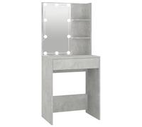 vidaXL Coiffeuse avec LED Table Cosmétique Meuble de Rangement Coiffeuse avec Miroir Meuble de Chambre à Coucher Intérieur Gris Béton 60x40x140 cm
