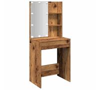 vidaXL Coiffeuse Vieux bois avec miroir et LED 60x40x140 cm