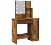 vidaXL Coiffeuse avec LED Vieux Bois 86,5x35x136 cm, Table de Maquillage, Coiffeuse de Chambre à Coucher, Coiffeuse avec Miroir, Bureau de Coiffeuse