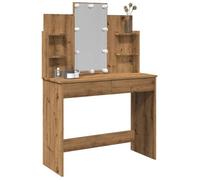 vidaXL Coiffeuse avec lumières LED chêne artisanal 96x40x142 cm, table de maquillage, table à bijoux, coiffeuse avec miroir, 857026