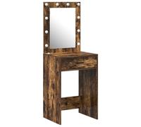 vidaXL Coiffeuse Chêne fumé 50 x 41 x 135 cm Bois d'ingénierie, Coiffeuse élégante, Meuble de Rangement Pratique, Station de Maquillage Moderne avec éclairage LED, Miroir et tiroirs