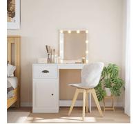 vidaXL Coiffeuse 834970 – Lumières LED, miroir et tiroir – Blanc 90x42x132,5 cm