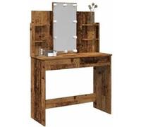 Coiffeuse avec lumières LED vieux bois 96x40x142 cm, table de maquillage, table à bijoux, coiffeuse avec miroir, 857025