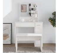 vidaXL Coiffeuse 802963 avec miroir 86,5x35x136 cm blanc brillant