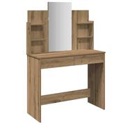 vidaXL Coiffeuse chêne artisanal 96x39x142 cm – table de maquillage et bijoux avec miroir – 857012