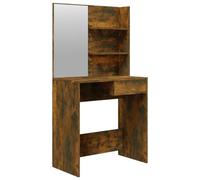 vidaXL Coiffeuse 820490 avec miroir Chêne fumé 74,5x40x141 cm