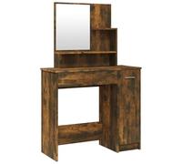 vidaXL Coiffeuse avec miroir Table de maquillage avec rangement Chêne fumé 86,5x35x136 cm