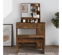 Vidaxl Coiffeuse Avec Miroir Chêne Fumé 86,5x35x136 Cm Multicolore