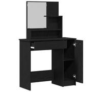 vidaXL Coiffeuse avec Miroir en chêne Noir, Meuble de Maquillage 86,5 x 35 x 136 cm, mobilier élégant avec Plein de Rangement et Un Design Unique, Organisateur Moderne avec tiroirs pour la Maison.