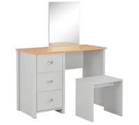 vidaXL Coiffeuse avec miroir et tabouret Gris 104 x 45 x 131 cm